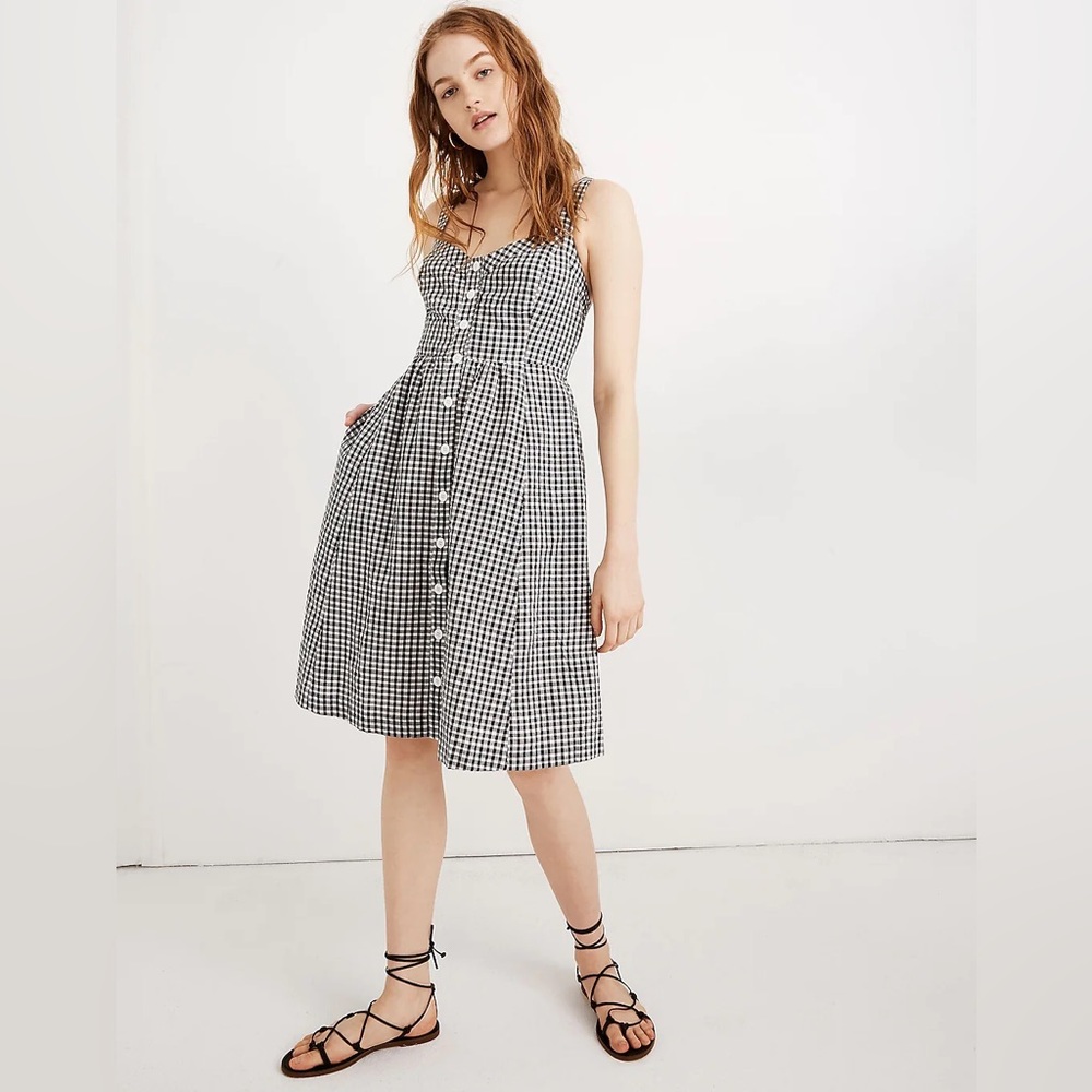 Madewell Black and White Gingham Dress